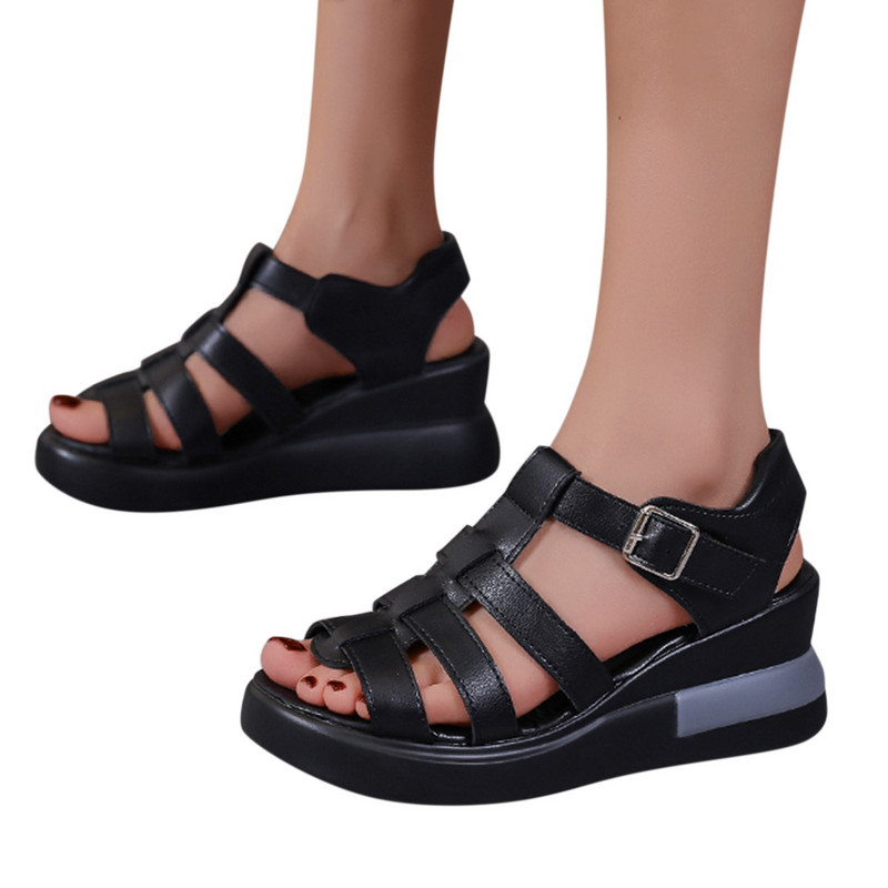 Naiste suveplatvorm kiilukontsaga sandaalid nahast sandaalid Peep Toe Wedges suvesussid Sandalias Mujer elegantsed suvekingad