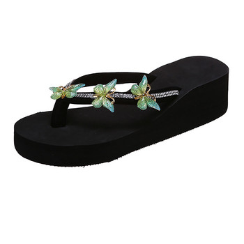 Летни джапанки с кристали и пеперуди Дамски модни сандали Дамски чехли Сандали Ежедневни дамски обувки Дамски летни обувки