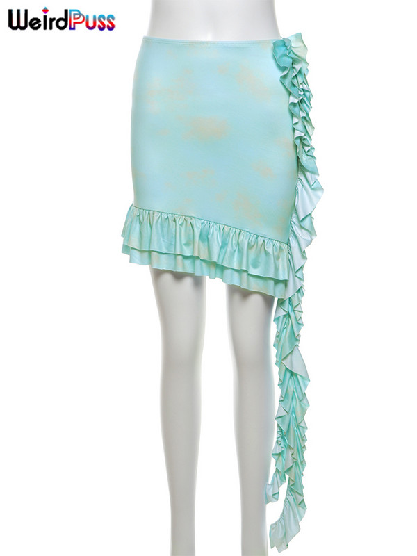 Imelik Puss Tutt Ebaregulaarsed seelikud, 2024. aasta suvetrend, šikk ääris, volangid, venivad metsikud tänavariided, virsikuvärvi puusapüksid