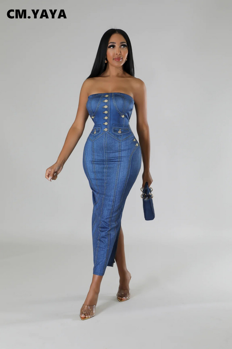 CMYAYA 2024 suvised seksikad naiste 3D Olkaimeta 3D võltsteksariidest prinditud maxi pikk kleit vabaaja ööklubi pidulikud tänavarõivad