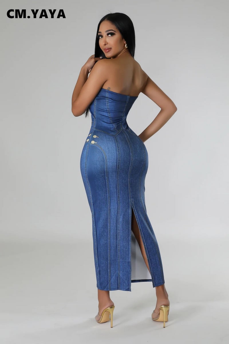 CMYAYA 2024 suvised seksikad naiste 3D Olkaimeta 3D võltsteksariidest prinditud maxi pikk kleit vabaaja ööklubi pidulikud tänavarõivad