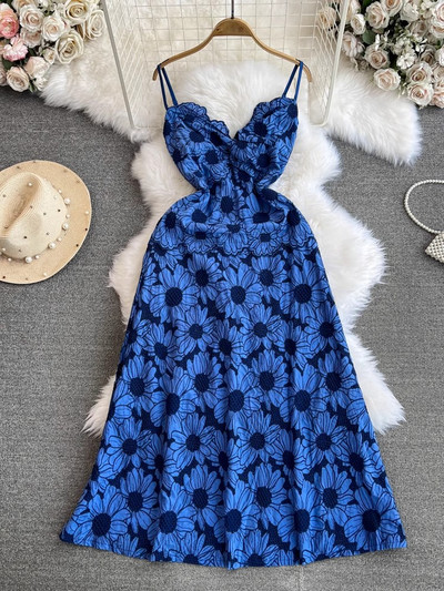 2024 Summer Daisy Embroidery Flower Sling φόρεμα Γυναικείο σπαγγέτι λουράκι εξώπλατο παπιγιόν Hollow Out Beach Party Robe Vestidos