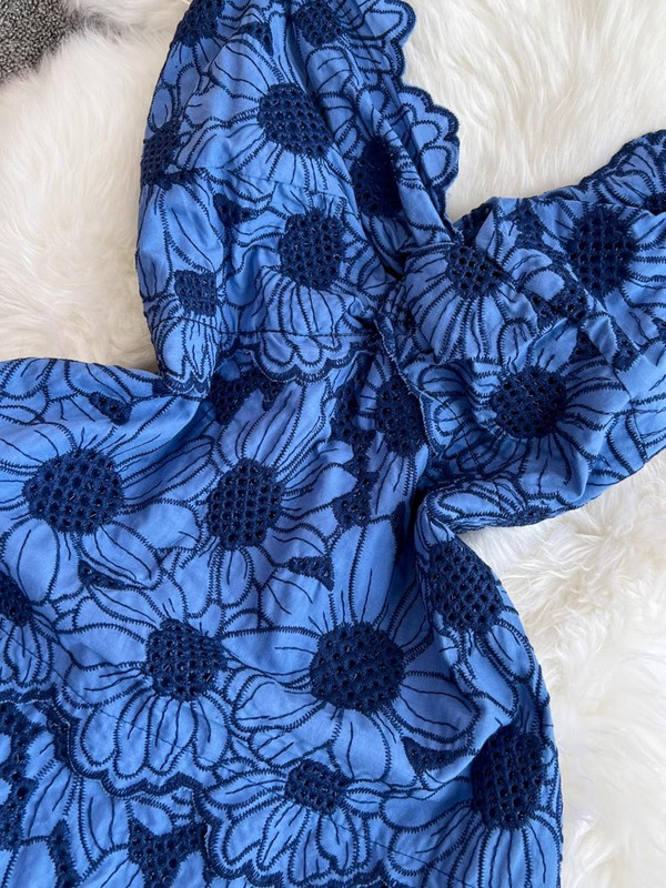 2024 Summer Daisy Embroidery Flower Sling φόρεμα Γυναικείο σπαγγέτι λουράκι εξώπλατο παπιγιόν Hollow Out Beach Party Robe Vestidos