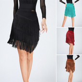 Kratka suknja s resama, elegantna suknja s resicama visokog struka za žene, jednobojna odjeća za profesionalne plesne nastupe