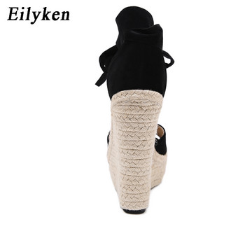 EilyKen Γυναικείο καλοκαιρινός κόμπος πεταλούδας μασίφ Μαύρα σανδάλια με ανοιχτά δάχτυλα Μόδα Πλατφόρμα Μόδας Παπούτσια με σφήνα ψηλοτάκουνα Παπιγιόν φόρεμα