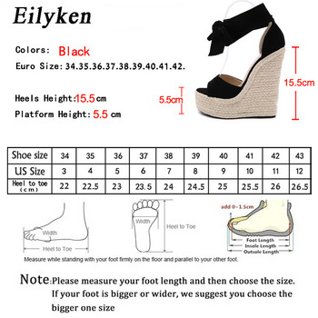 EilyKen Дамски летни сандали с отворени пръсти с възел на пеперуда Модни обувки на танкетка на платформа с висок ток Глезени Помпи с папионка
