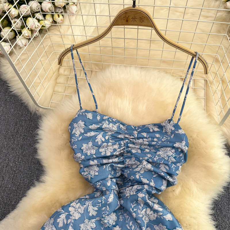 Rochie slip cu bandaj floral șic cu fluturi Rochie fairycore elegantă fără spate Rochii sexy în linie A de vară pentru femei Robe de vacanță pe plajă