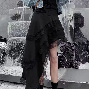 Deeptown Ruffle Lace Irregular Pola Дамски елегантни бохо бели A-line поли Естетика Patchwork корейски стил Vintage Y2K пола