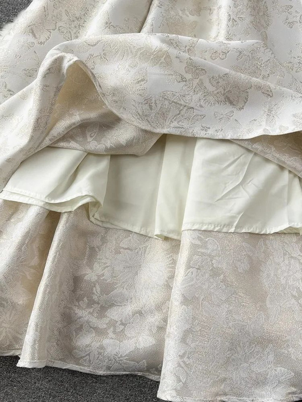 2024 rochie nouă de vară cu flori jacquard pentru femei, cu bretele spaghetti, fără mâneci, subțire, elegantă, pentru petrecere.