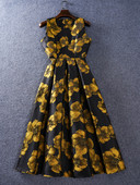 Rochii midi, fără mâneci, jacquard, elegante, de lux, pentru femei, retro, franceză, cu talie înaltă, rochie lungă, vara 2024