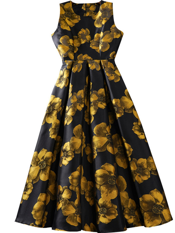 Rochii midi, fără mâneci, jacquard, elegante, de lux, pentru femei, retro, franceză, cu talie înaltă, rochie lungă, vara 2024