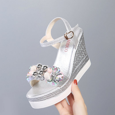 Γυναικεία καλοκαιρινά πέδιλα με σφήνα τακούνι Πλατφόρμα Σανδάλια λουράκι Ανοιχτό χοντρό πάτο casual παπούτσια 2022 χρυσά ασημί ροζ σανδάλια 10cm