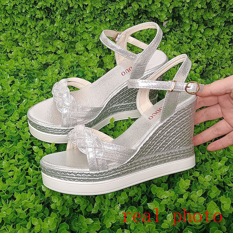 Γυναικεία καλοκαιρινά πέδιλα με σφήνα τακούνι Πλατφόρμα Σανδάλια λουράκι Ανοιχτό χοντρό πάτο casual παπούτσια 2022 χρυσά ασημί ροζ σανδάλια 10cm