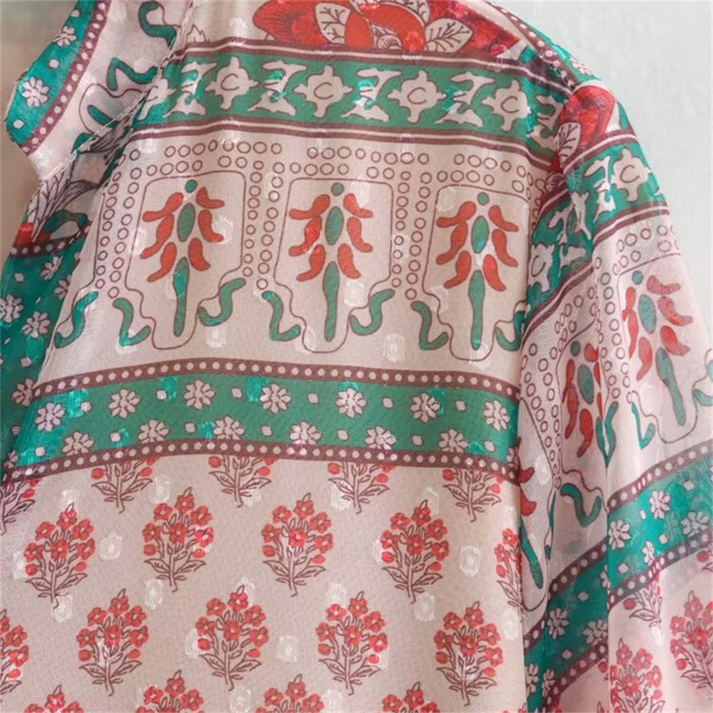 Taop&Za 2024 Άνοιξη Νέο προϊόν Γυναικεία μόδα Casual Φαρδύ φόρεμα με λαιμόκοψη V με μακρυμάνικο εμπριμέ flare