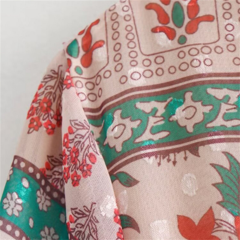 Taop&Za 2024 Άνοιξη Νέο προϊόν Γυναικεία μόδα Casual Φαρδύ φόρεμα με λαιμόκοψη V με μακρυμάνικο εμπριμέ flare