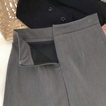Черни тънки поли с A-силует Дамски корейски стил Висока талия Разделена мини пола Дамски прости ежедневни офис къси поли Дамски нови