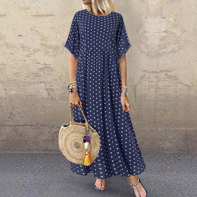 Boho Maxi kleit Vintage Print suvine poolvarrukatega avar kleit vabaaja suures suuruses naiste pikk kleit, suur kiiksuga kleidid hommikumantel Vestidos