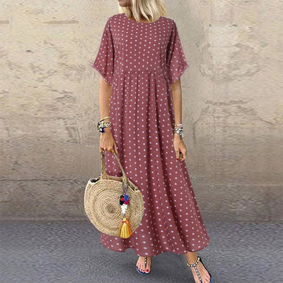 Boho Maxi kleit Vintage Print suvine poolvarrukatega avar kleit vabaaja suures suuruses naiste pikk kleit, suur kiiksuga kleidid hommikumantel Vestidos