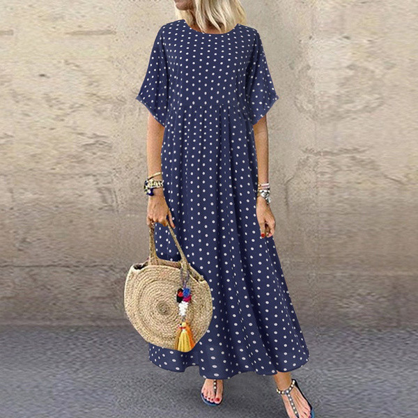 Boho Maxi kleit Vintage Print suvine poolvarrukatega avar kleit vabaaja suures suuruses naiste pikk kleit, suur kiiksuga kleidid hommikumantel Vestidos
