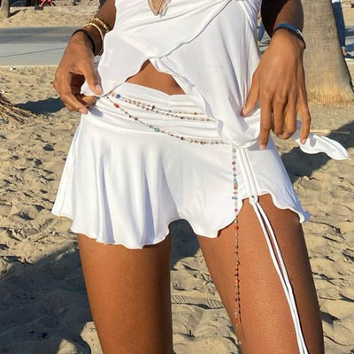 Kawaii mini suknja niskog struka y2k estetska uska plisirana volančići s nepravilnim porubom kratka suknja Ženska ulična odjeća za E-djevojke