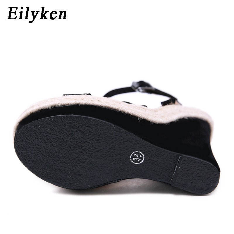 Eilyken Fashion Summer Peep Toe Sandales Sieviešu Kurpes Sprādzes Potītes Siksna Brīvā laika platforma Ķīļi Augsti Papēži 15CM