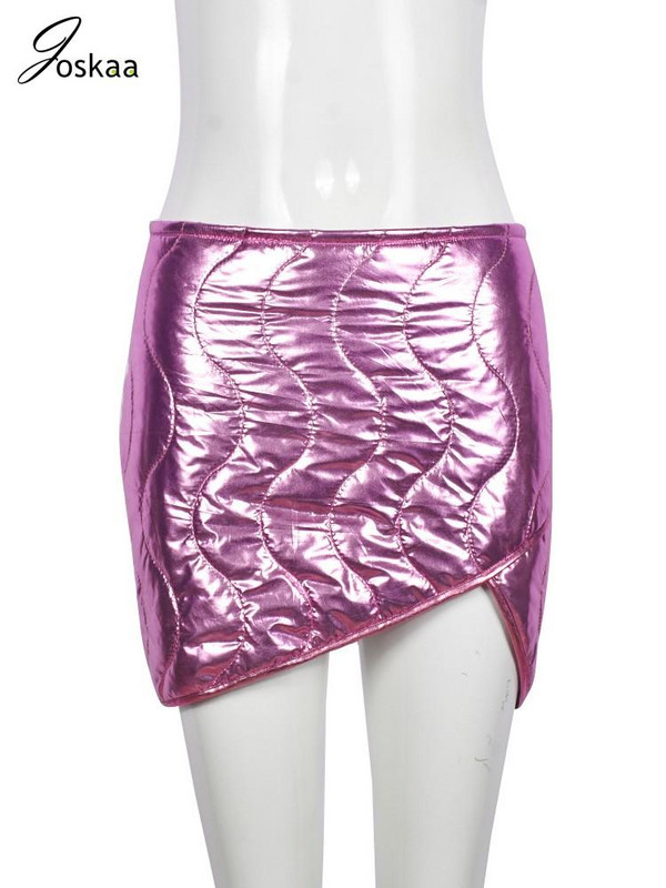 Joskaa Patchwork vastag, meleg szabálytalan szoknya női csípő szexi magas derekú cipzáras miniszoknyák 2023-as téli Harajuku utcai viselet