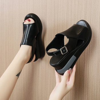 Дамски сандали на танкетка и платформа Сандали с отворени пръсти Лято 2024 Нова мода с отворени пръсти Ежедневни сандали с дебела подметка Обувки Zapatos Mujer