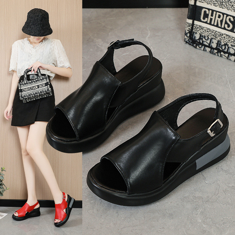 Ženske sandale s platformom na klin Sandale s otvorenim prstima Ljeto 2024. Nova moda s otvorenim prstima Ležerne sandale s debelim potplatom Obuća Zapatos Mujer