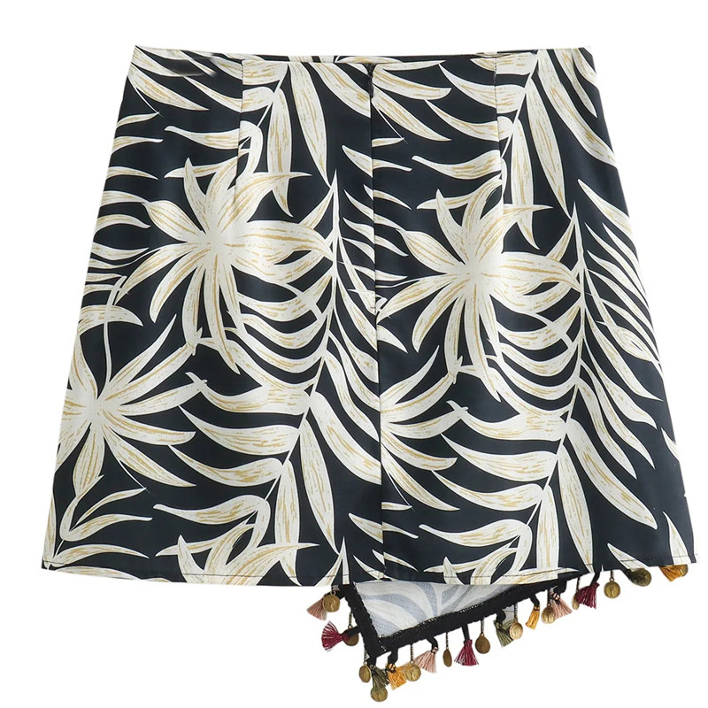 TRAF suknje za žene Ljeto 2024 Suknja s printom resa Mini asimetrični čvor srednjeg struka Y2k suknja Koketne suknje Elegantne dame