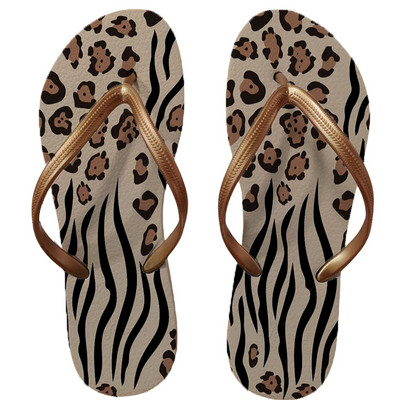 2023 imprimeu leopard plajă nișă stil de design versatil pentru femei la modă șlapi anti-alunecare, rezistente la uzură, respirabile, confortabile
