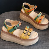 Sandale cu toc cu pană de vară pentru femei, 2023, la modă de vară, elegante, casual, confortabile, cu toc, sandale pentru femei