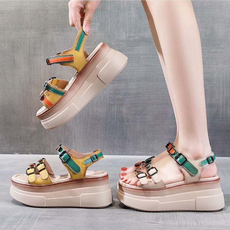 Sandale cu toc cu pană de vară pentru femei, 2023, la modă de vară, elegante, casual, confortabile, cu toc, sandale pentru femei