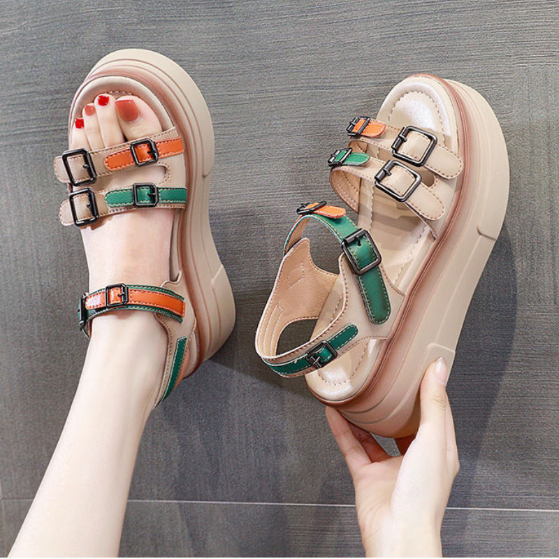 Sandale cu toc cu pană de vară pentru femei, 2023, la modă de vară, elegante, casual, confortabile, cu toc, sandale pentru femei