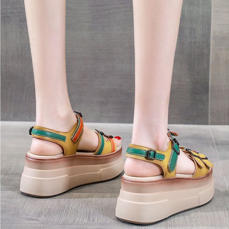 Sandale cu toc cu pană de vară pentru femei, 2023, la modă de vară, elegante, casual, confortabile, cu toc, sandale pentru femei