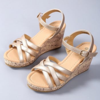 Γυναικείες Wedges Sandlas 2023 Summer Buckle Platform Γυναικεία σανδάλια Ρωμαϊκά ψηλοτάκουνα παπούτσια Μόδα καφέ Casual Woman Sandalias