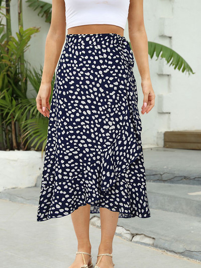 Roheliste lilledega trükitud seksikas seelik naiste suvine uus ebaregulaarne kõrge vöökohaga elegantne peomood rannas vabaaja