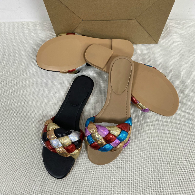 Suvised rannajalatsid Mood Mules Naiste lamedad sandaalid, väljastpoolt naiste slaidid Peokingad Kootud naiste suured 41-suurused sussid