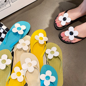 2023 Летни джапанки с цветя Дамски чехли с меко дъно за жени Сладки флорални неплъзгащи се плажни пързалки Сандали Обувки