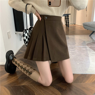 Naiste lühike seelik, ebaregulaarne plisseeritud suvine kontori daam Korea stiil, soliidne, lahtised voldid, kõrge vöökohaga sirged seelikud miniseelik Y2K
