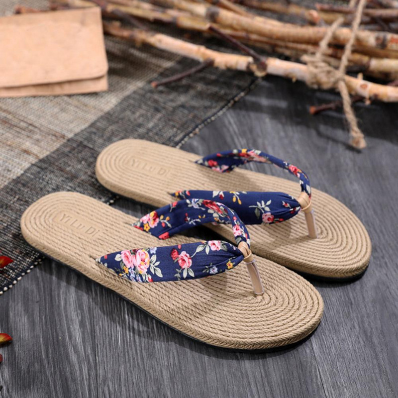 Sieviešu apavi Vasaras ziedi Flip Flops Pludmales sandales Pretslīdēšanas siksnas Čības