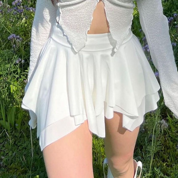 Дамска неправилна мини пола, разтеглива, ниска талия, многоетажна мини пола, Summer Teengirl Balletcore Aesthetic Fairycore Y2K Outfit