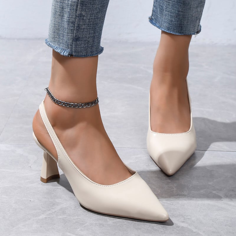 Baotou sandale na tanku petu za žene 2023. Nove svestrane bijele cipele sa špicastim leđima i šupljim plitkim ustima za žene Mary Jane S