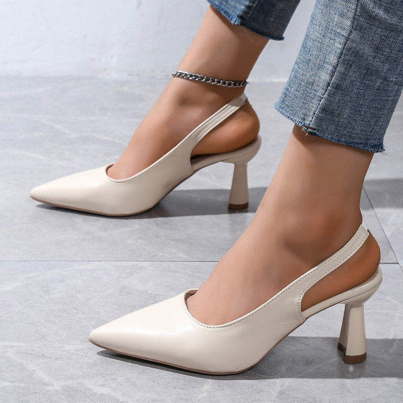 Baotou sandale na tanku petu za žene 2023. Nove svestrane bijele cipele sa špicastim leđima i šupljim plitkim ustima za žene Mary Jane S