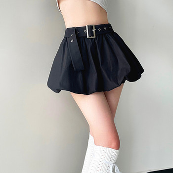 IAMHOTTY Kawaii A-line пола на пъпка с колан Висока талия Бална рокля в стил Лолита Поли Корейски стил Препъп ежедневни поли Меко момиче