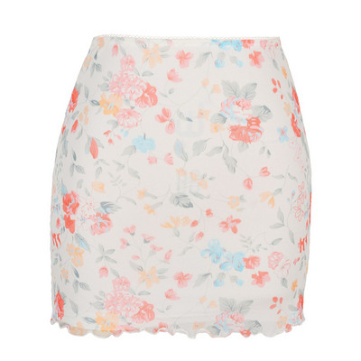 Άνοιξη Καλοκαίρι Floral εμπριμέ φούστα Γυναικεία ψηλόμεση διπλή στρώση Μίνι φούστα με λεπτή τυλιγμένη γοφή Casual streetwear κάτω φούστα