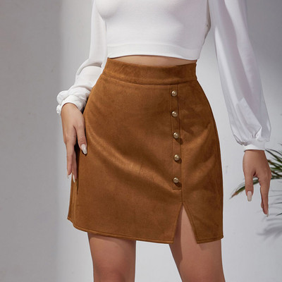 2023 őszi tél női velúr szoknyák divatgombok magas derekú szexi klubszoknyák Bodycon mini bodycon szoknyák hölgyeknek