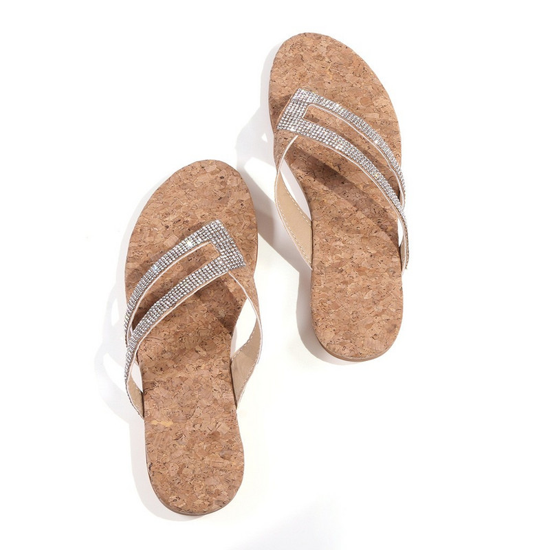 Női nyári csúszásmentes cipők Lapos kristálycipők Női papucsok bőr női papucsok strandpapucsok, alkalmi strandpapucs 43-as méret