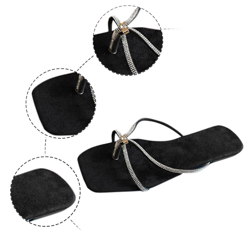 Naiste suvised plätud Moodsad kleepuvad teemantklambrid, lameda põhjaga plätud, rannas naiste magamistoasussid 2024