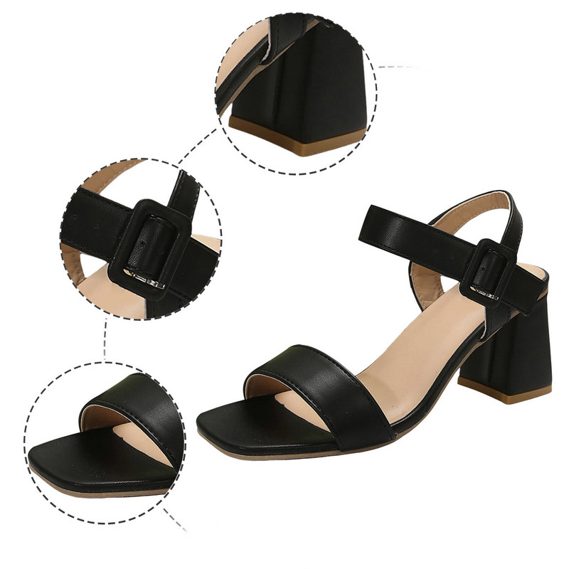 S Naiste sandaalid Laiad naiste sandaalid Moodne uus muster Lihtne ühevärviline avatud varbaga hingavad kontsad Skandaalid naistele