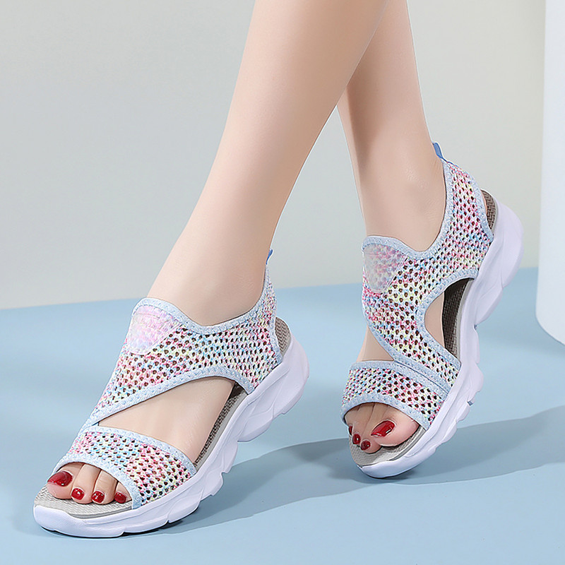 Sandale cu lățime lată pentru femei 10w Sandale pentru femei Mărimea 12 Plate femei vara cu plasă S Sandale pentru femei Sandale cu toc pentru femei